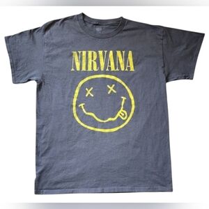 NIRVANA Large Smiley Face Large Grunge Band Tee 90s Band Tee